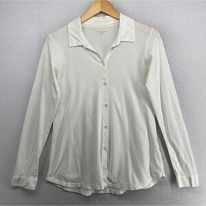 EILEEN FISHER Top PM Organic Cotton Jersey Layering Shirt Long Sleeve Off White